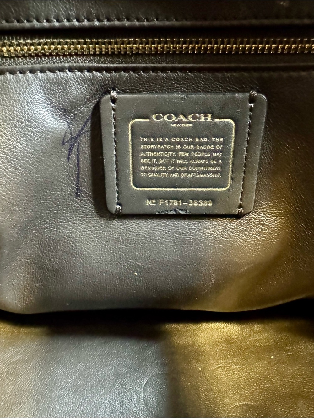 Coach Large Drifter Chocolate Suede & Pebbled Gold Hardware - Picture 9 of 10